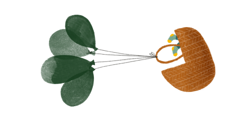 Doopsuiker label ballon mandje | 16 stuks